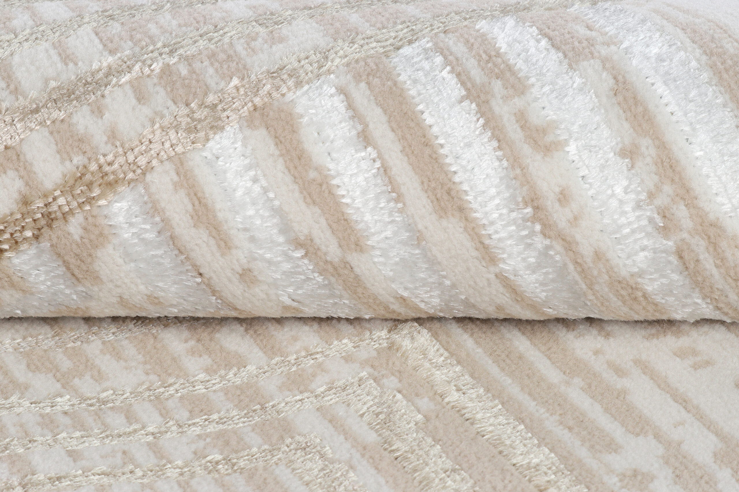 Teppich Crystal Rund Beige Braun Creme Streifen