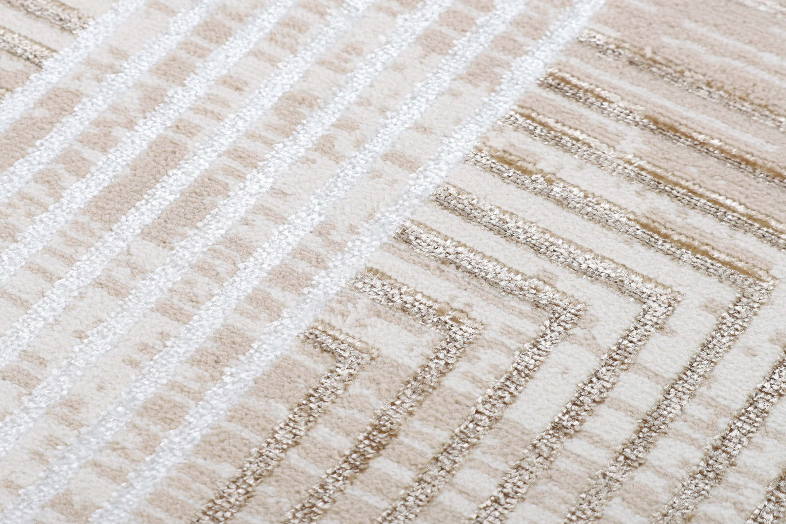 Teppich Crystal Rund Beige Braun Creme Streifen