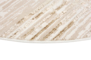Teppich Crystal Rund Braun Beige Creme Streifen