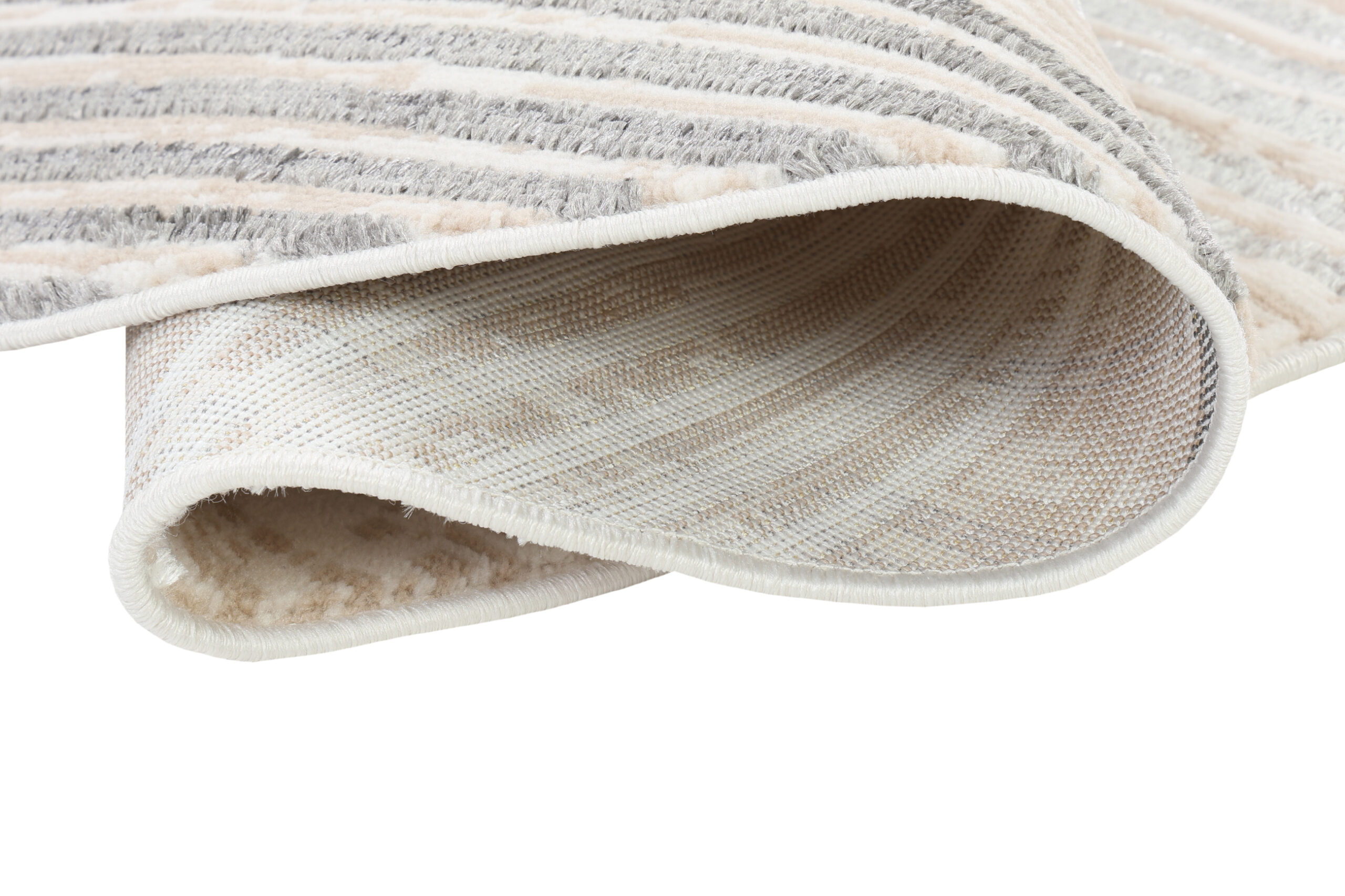 Teppich Crystal Rund Grau Beige Creme Streifen