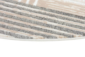 Teppich Crystal Rund Grau Beige Creme Streifen