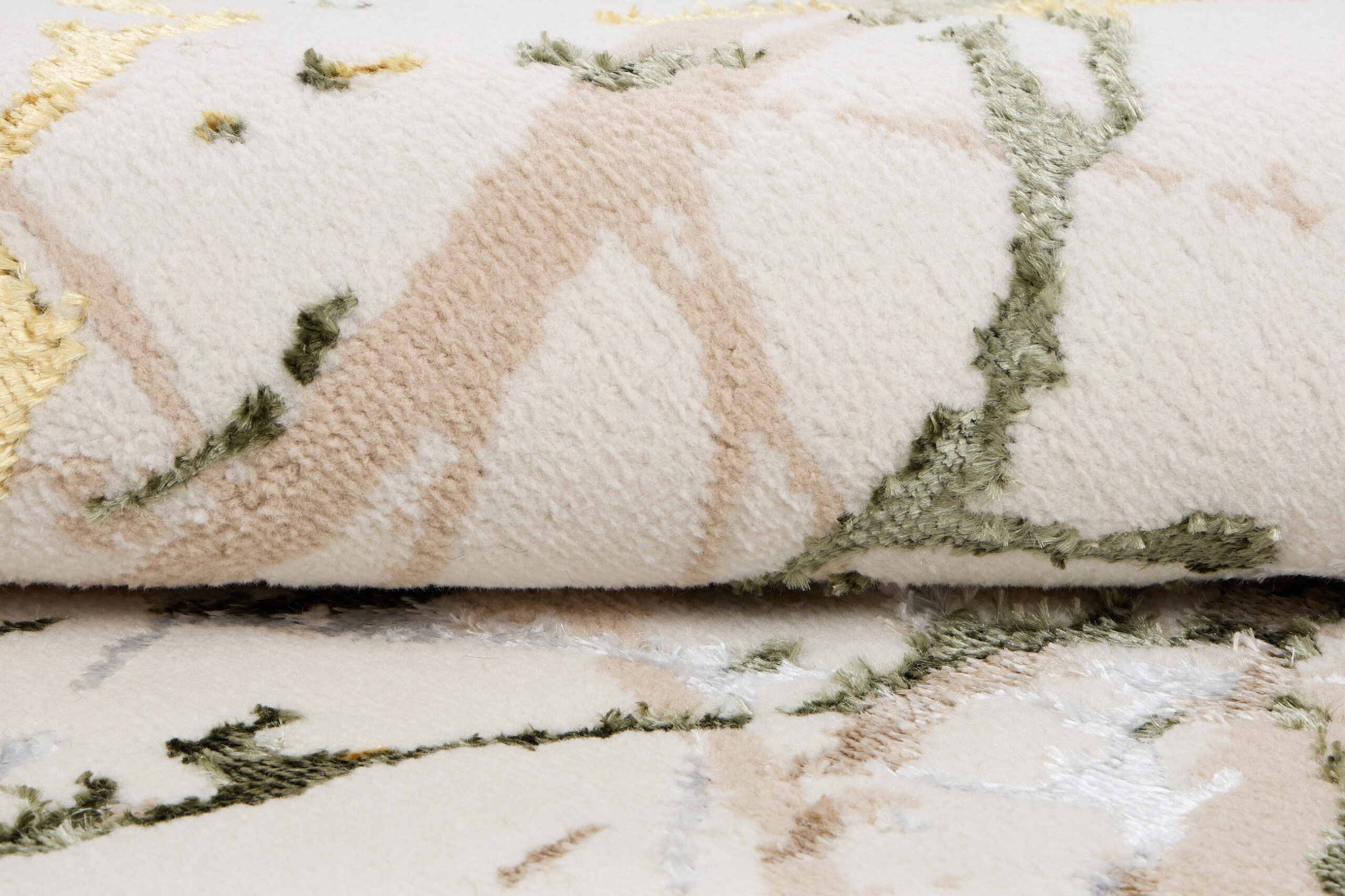 Teppich Crystal Rund Grün Creme Abstrakt Marmor