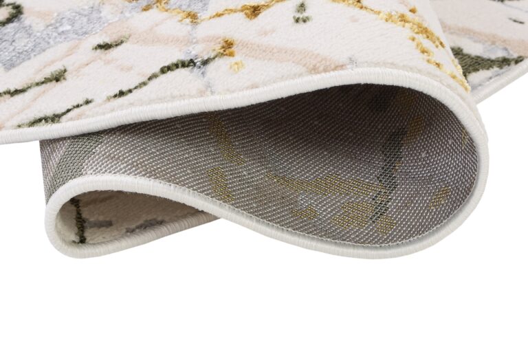 Teppich Crystal Rund Grün Creme Abstrakt Marmor