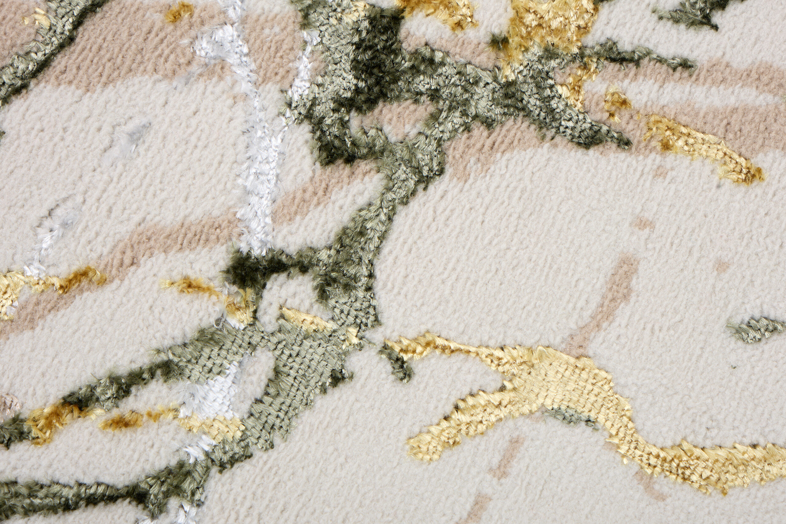 Teppich Crystal Rund Grün Creme Abstrakt Marmor