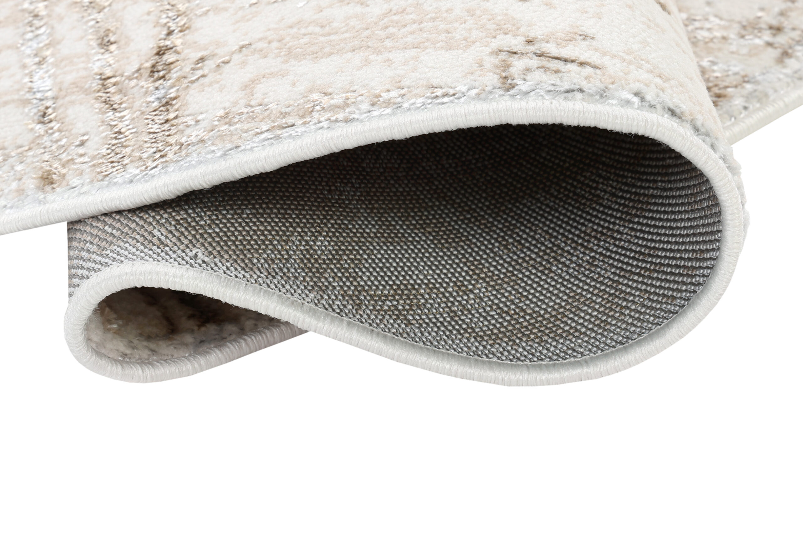 Teppich Crystal Rund Creme Braun Verwischt Linien