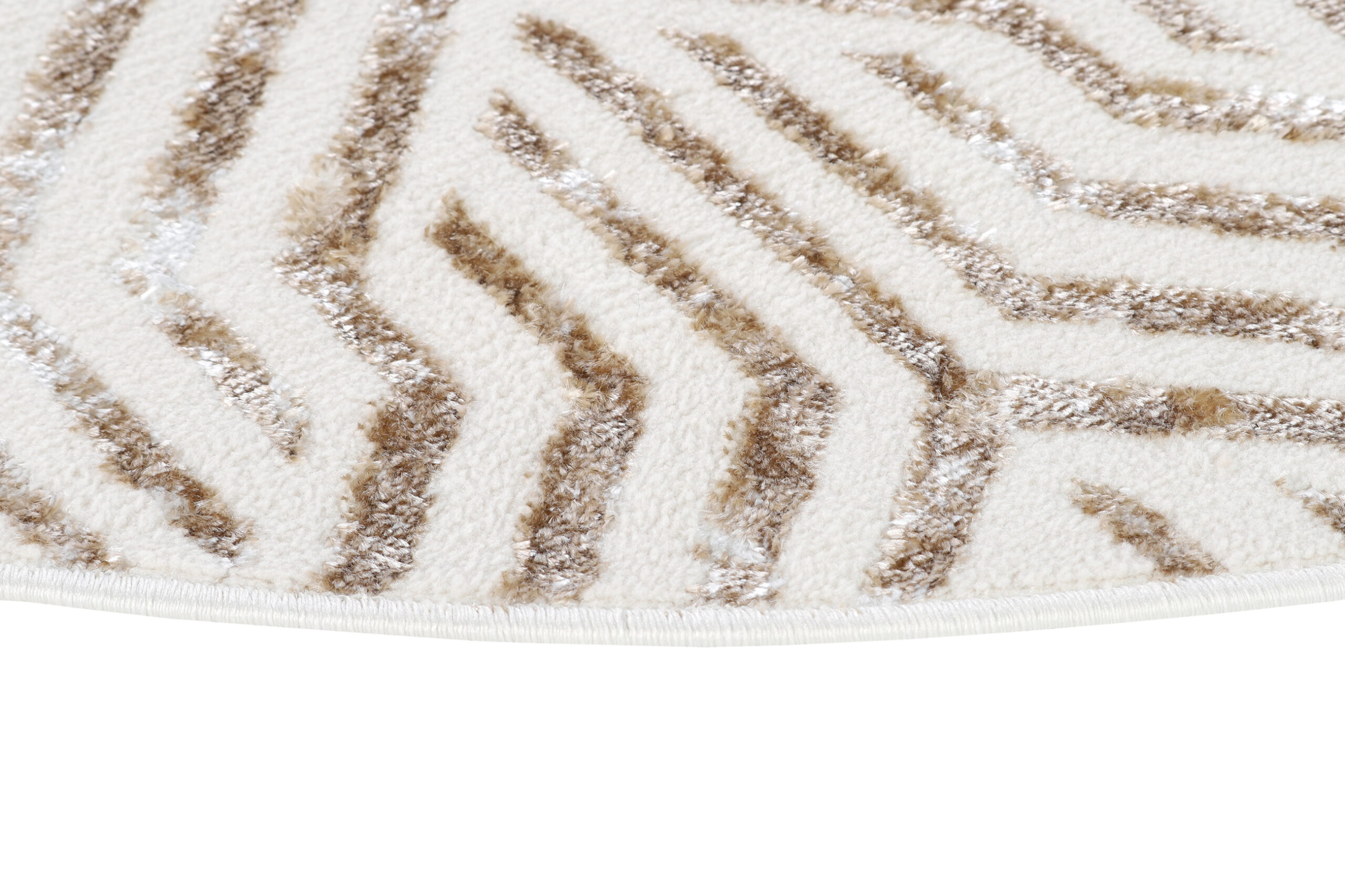 Teppich Crystal Rund Braun Creme Beige Linien