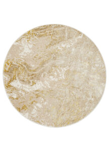 Teppich Crystal Rund Beige Gold Creme Marmor