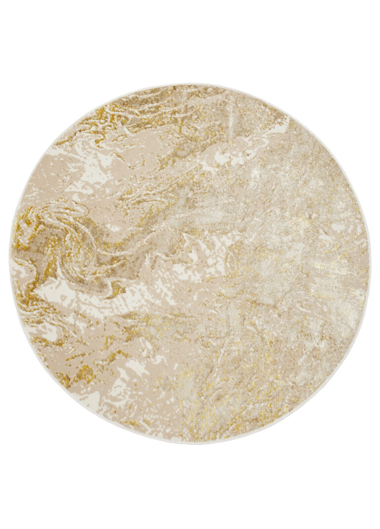 Teppich Crystal Rund Beige Gold Creme Marmor