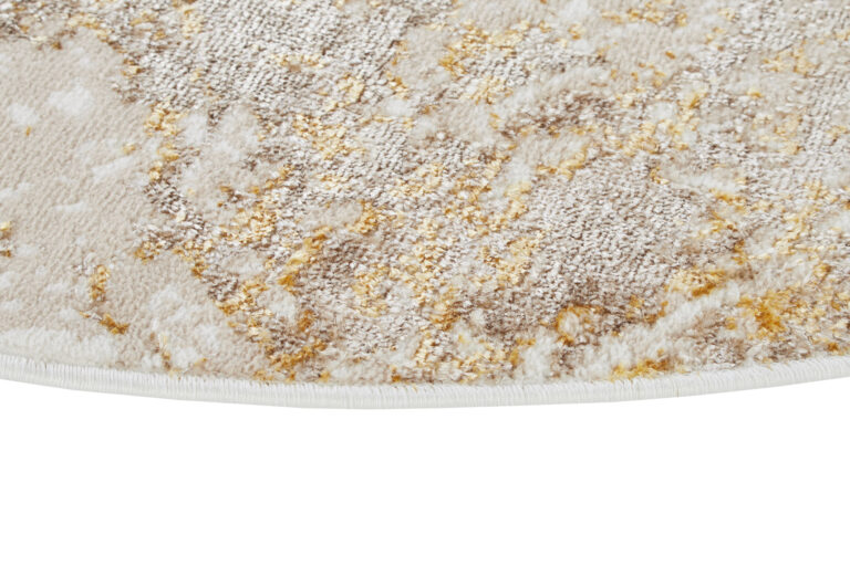 Teppich Crystal Rund Beige Gold Creme Marmor