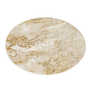 Teppich Crystal Rund Beige Gold Creme Marmor