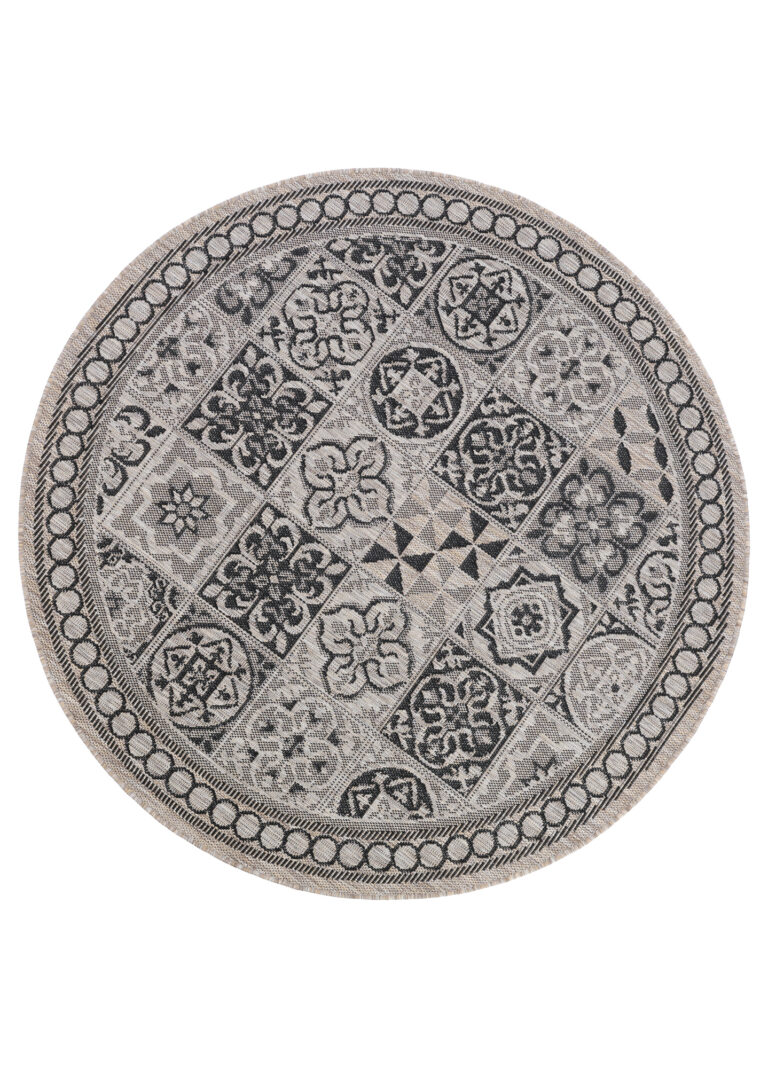 Teppich Melissa Rund Braun Schwarz Mosaik Indoor Outdoor
