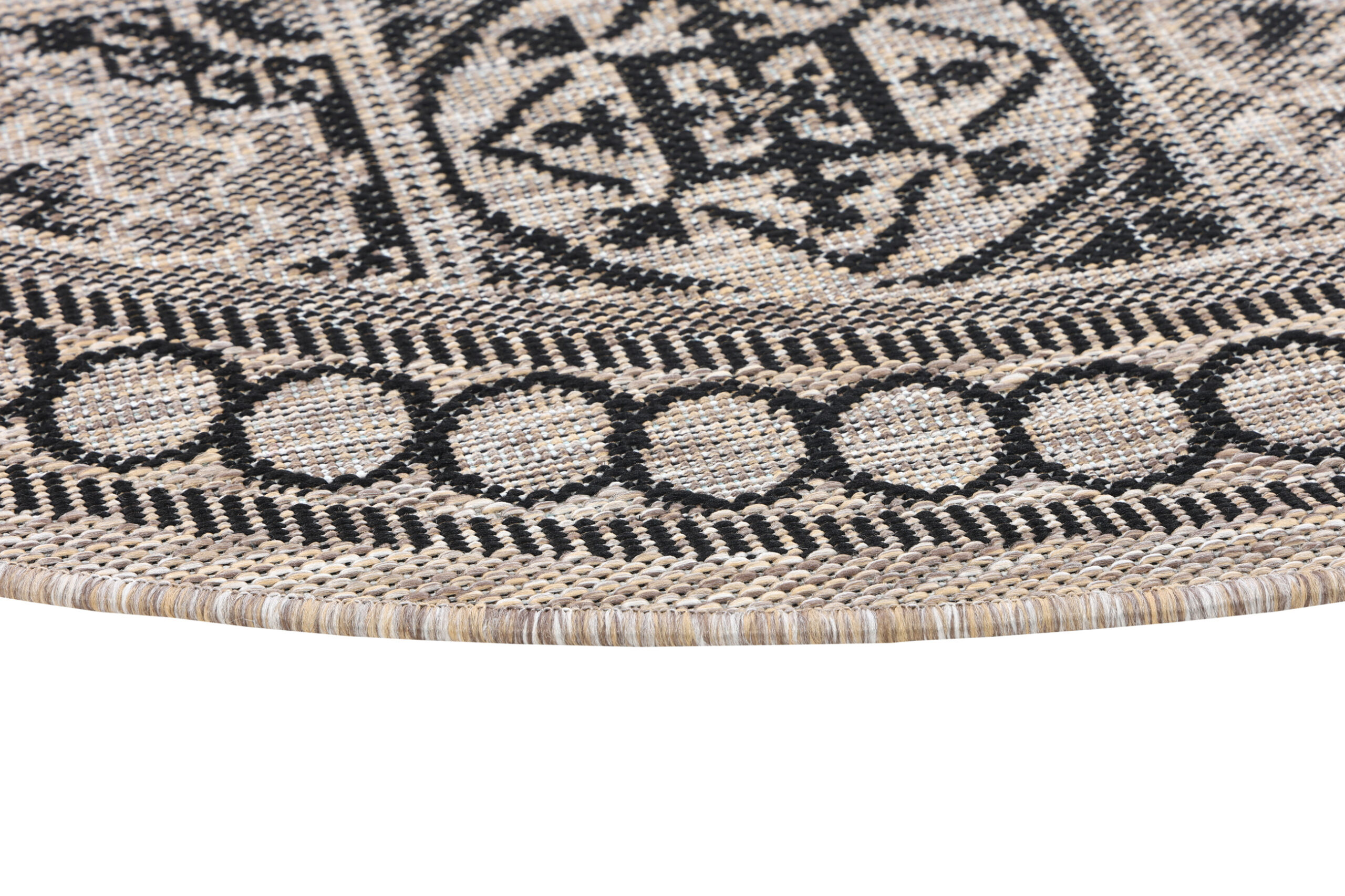 Teppich Melissa Rund Braun Schwarz Mosaik Indoor Outdoor