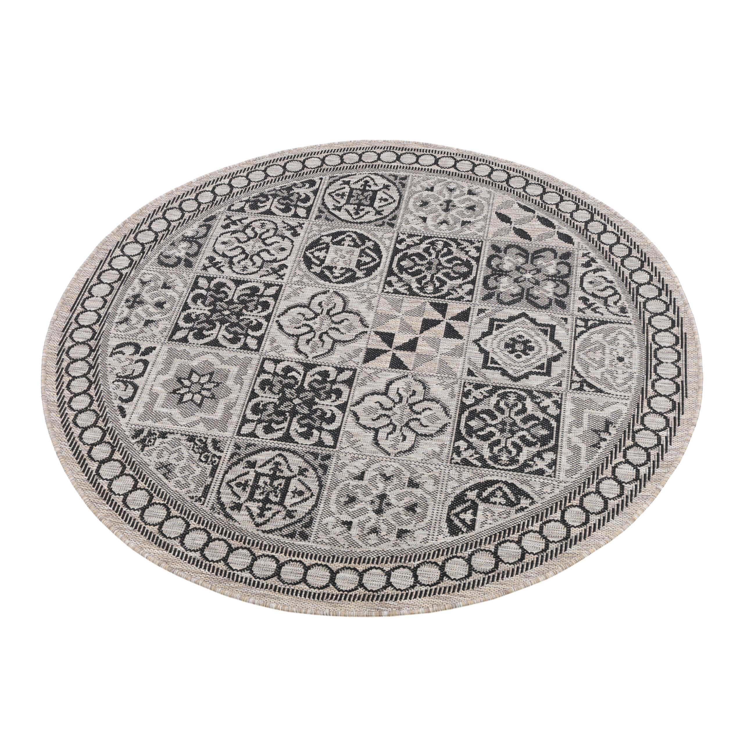 Teppich Melissa Rund Braun Schwarz Mosaik Indoor Outdoor