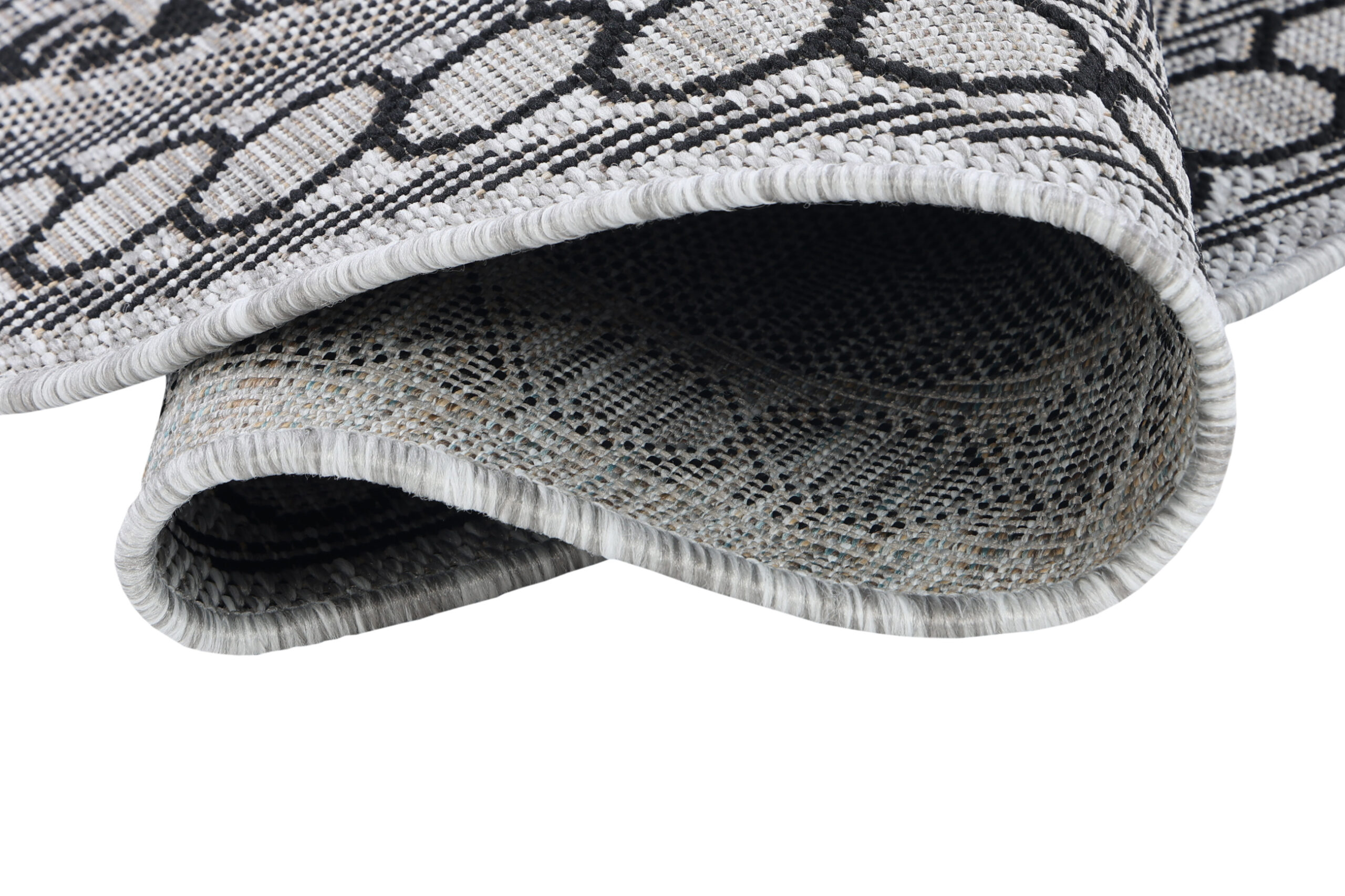 Teppich Melissa Rund Grau Schwarz Mosaik Indoor Outdoor