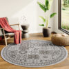 Teppich Melissa Rund Grau Schwarz Mosaik Indoor Outdoor