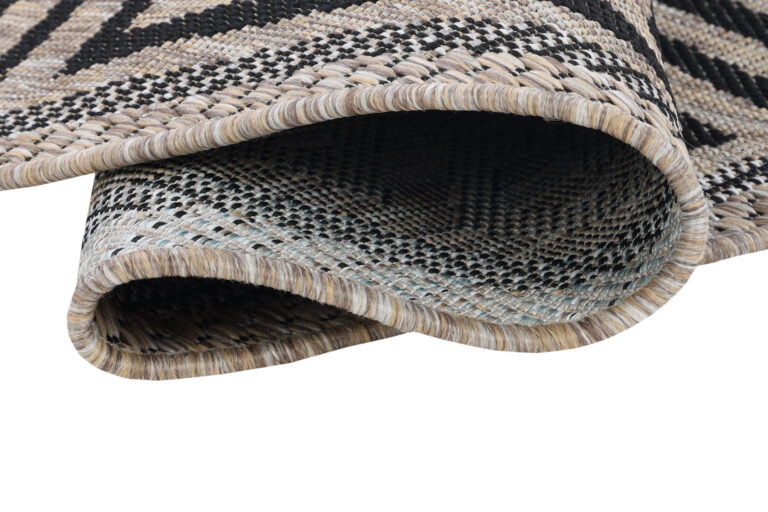 Teppich Melissa Rund Braun Schwarz ZickZack Indoor Outdoor