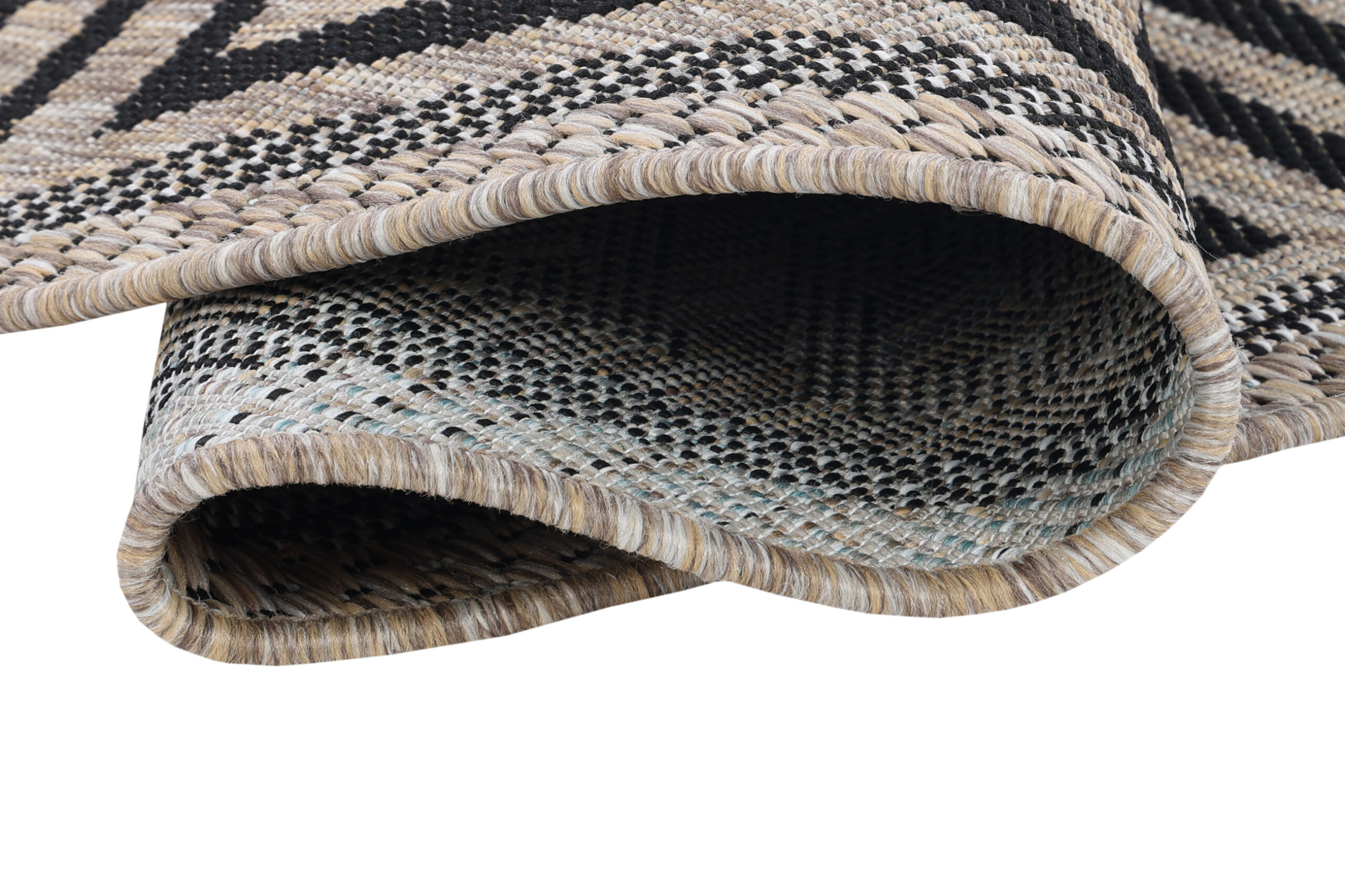 Teppich Melissa Rund Braun Schwarz ZickZack Indoor Outdoor