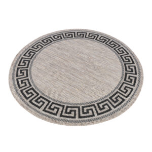 Teppich Melissa Rund Braun Schwarz ZickZack Indoor Outdoor