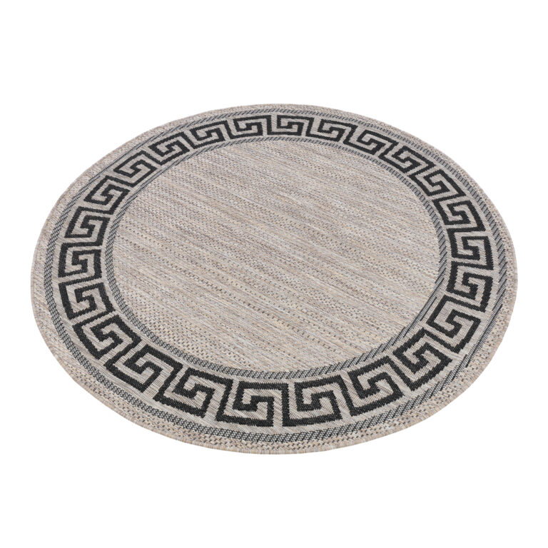 Teppich Melissa Rund Braun Schwarz ZickZack Indoor Outdoor