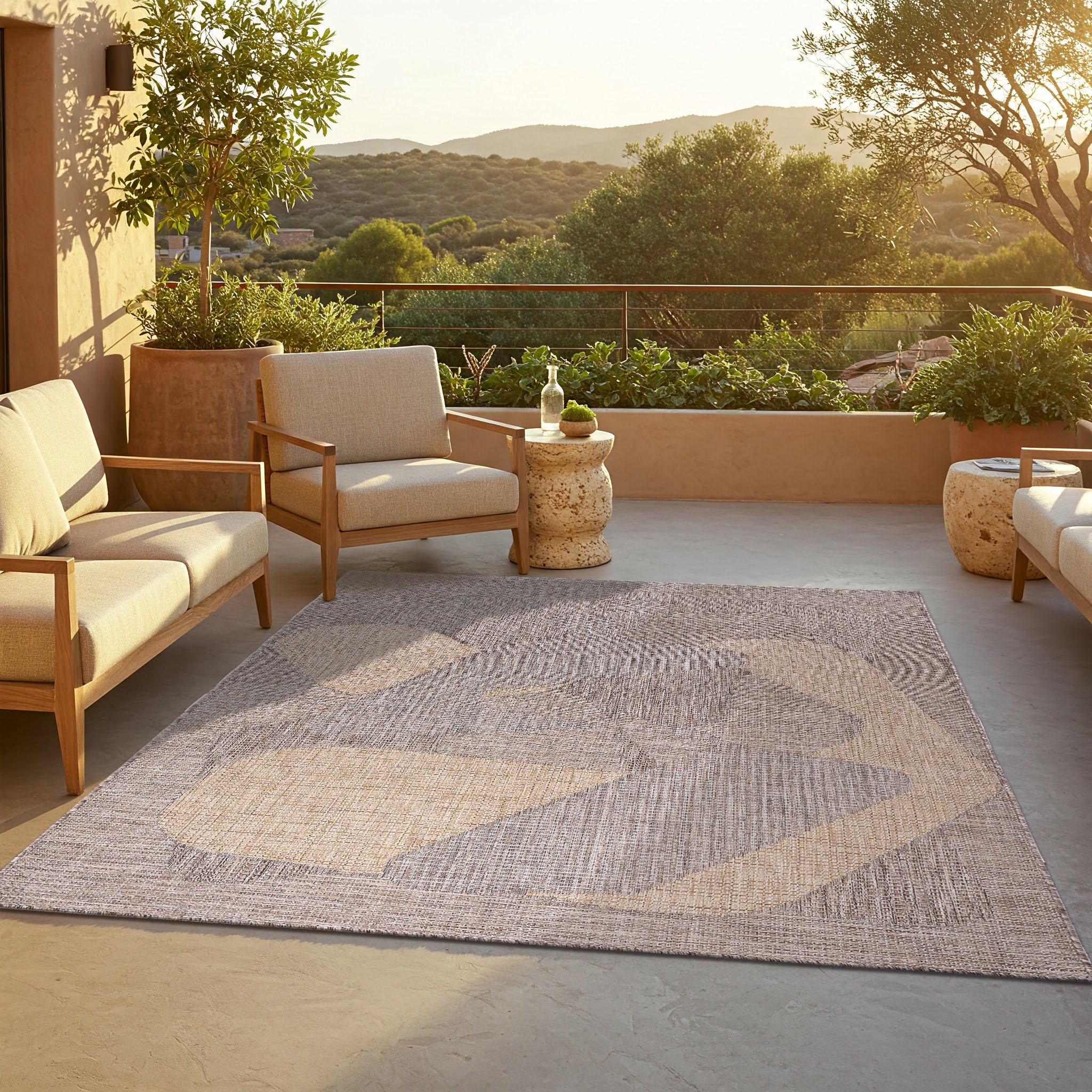 Outdoor-Teppich Yucana Braun Abstrakt