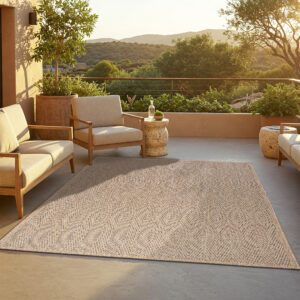 Outdoor-Teppich Yucana Beige Streifen