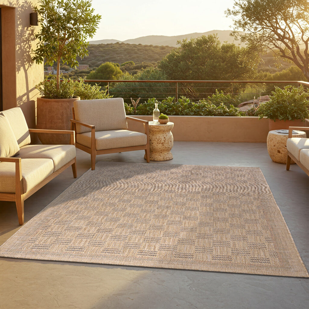 Outdoor-Teppich Yucana Beige Karo