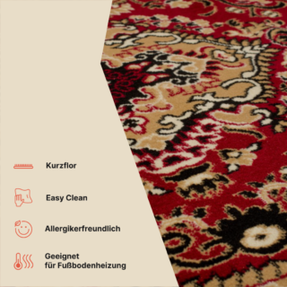 Teppich Atlas Rot Beige Traditionell Medaillon