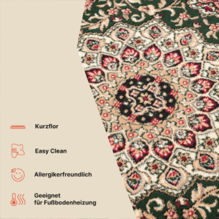 Teppich Atlas Grün Traditionell Rosette Rahmen