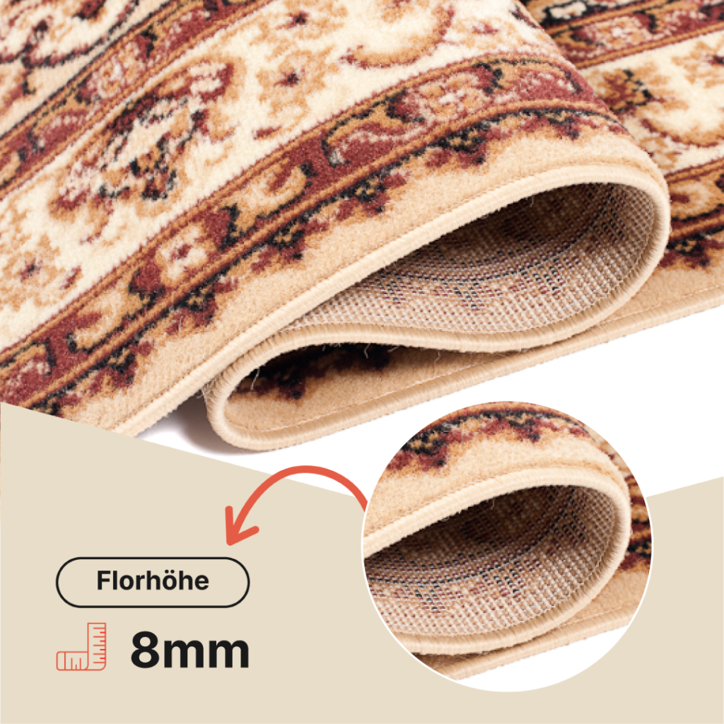 Teppich Atlas Beige Traditionell Rosette Rahmen