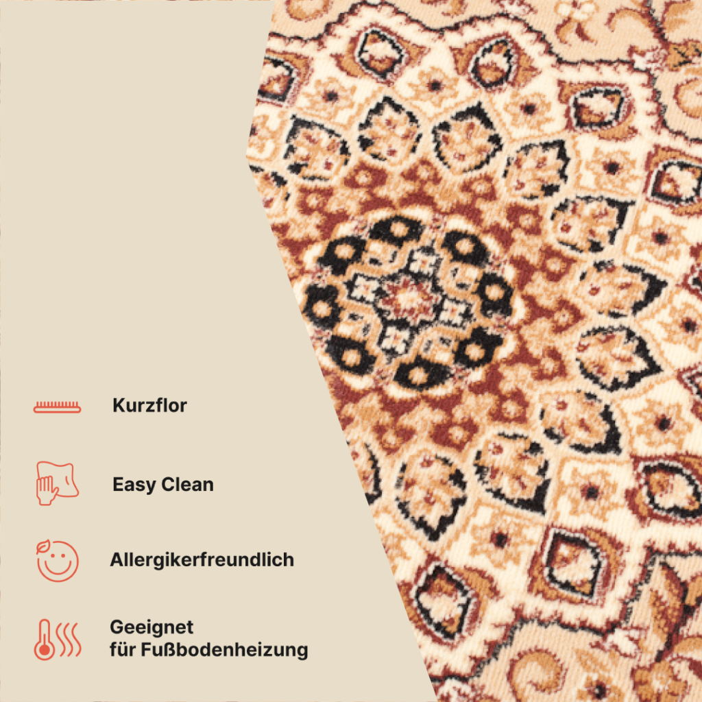 Teppich Atlas Beige Traditionell Rosette Rahmen