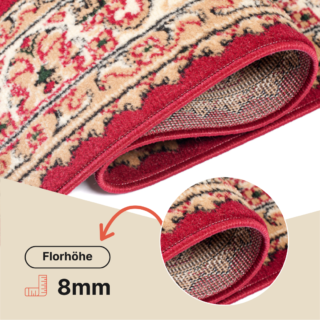 Teppich Atlas Rot Traditionell Rosette Rahmen