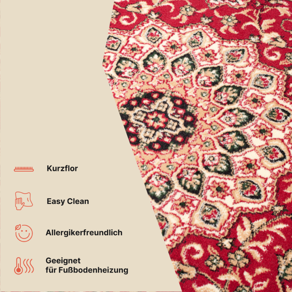 Teppich Atlas Rot Traditionell Rosette Rahmen