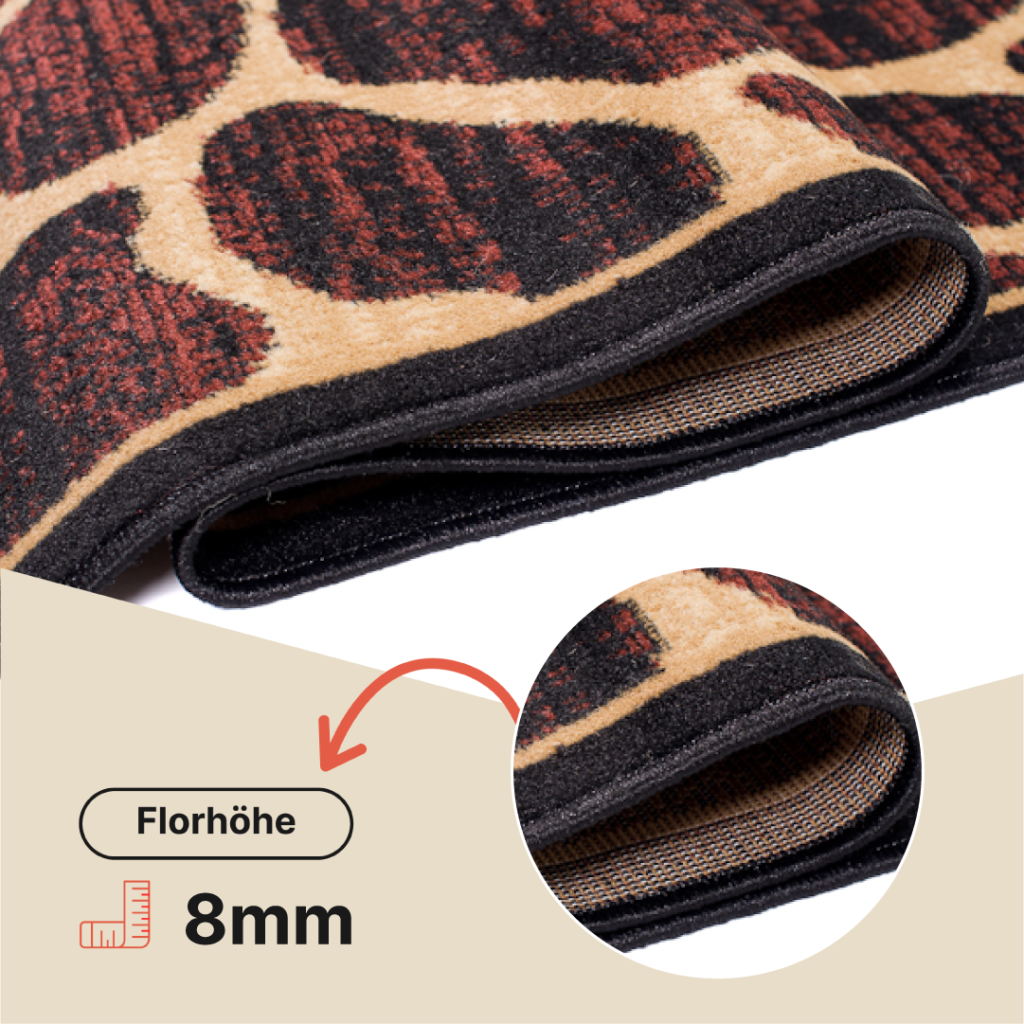 Teppich Atlas Braun Beige Tier Print Giraffe