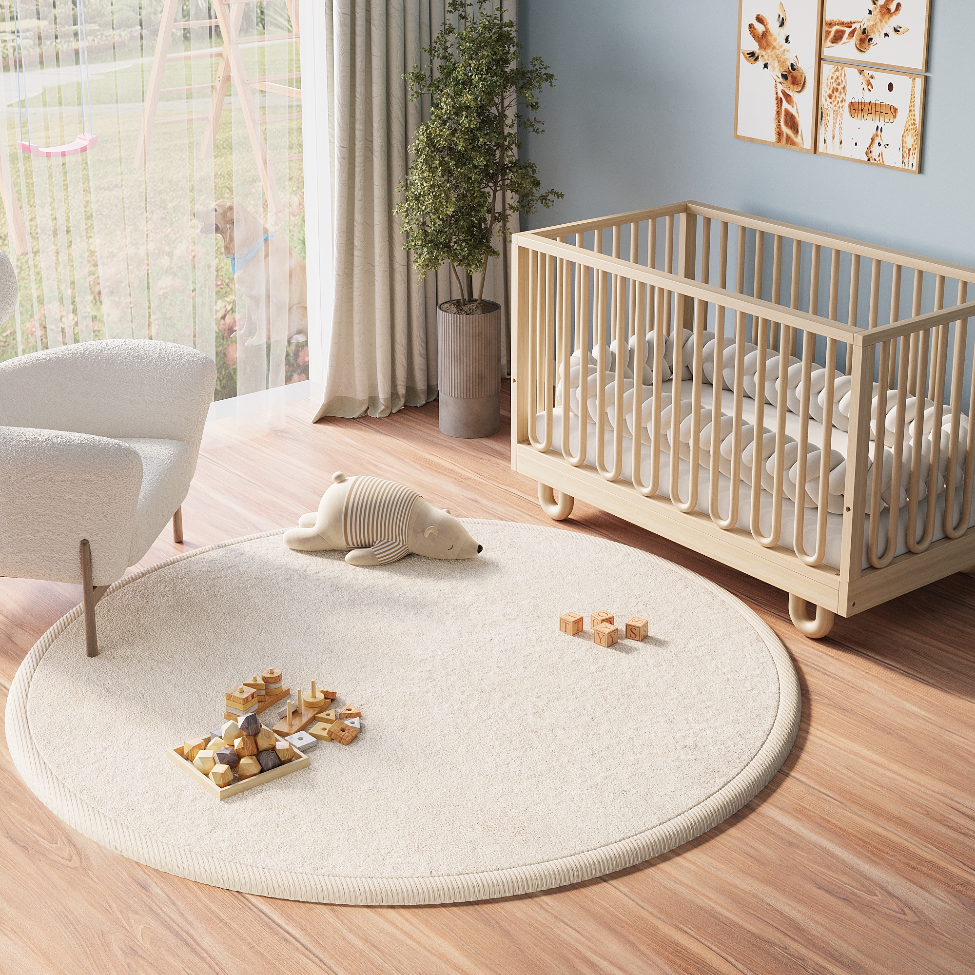 Kinderteppich Fluffin Rund Beige
