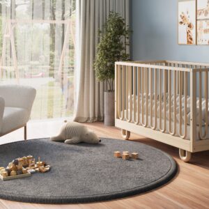 Kinderteppich Fluffin Rund Dunkelgrau