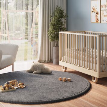 Kinderteppich Fluffin Rund Dunkelgrau