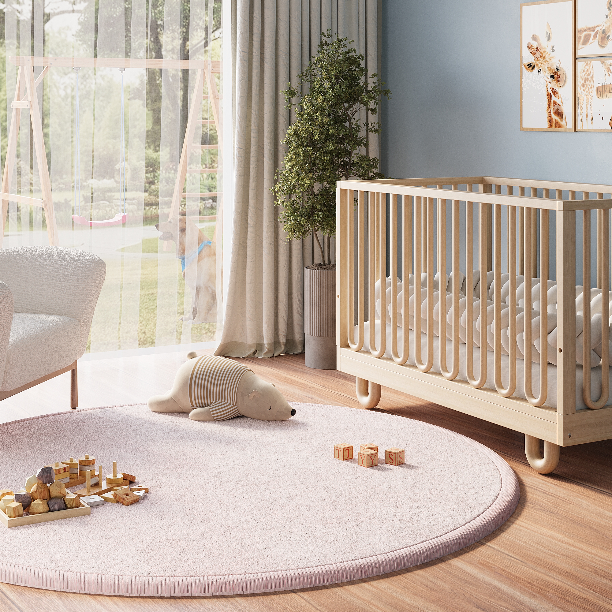 Kinderteppich Fluffin Rund Rosa