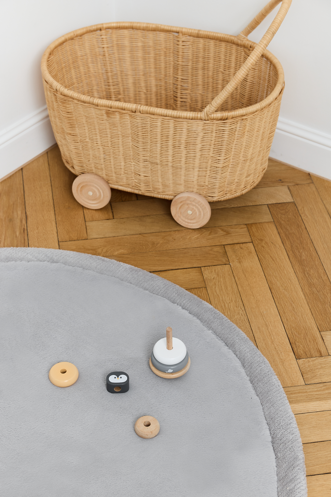 Kinderteppich Fluffin Rund Hellgrau