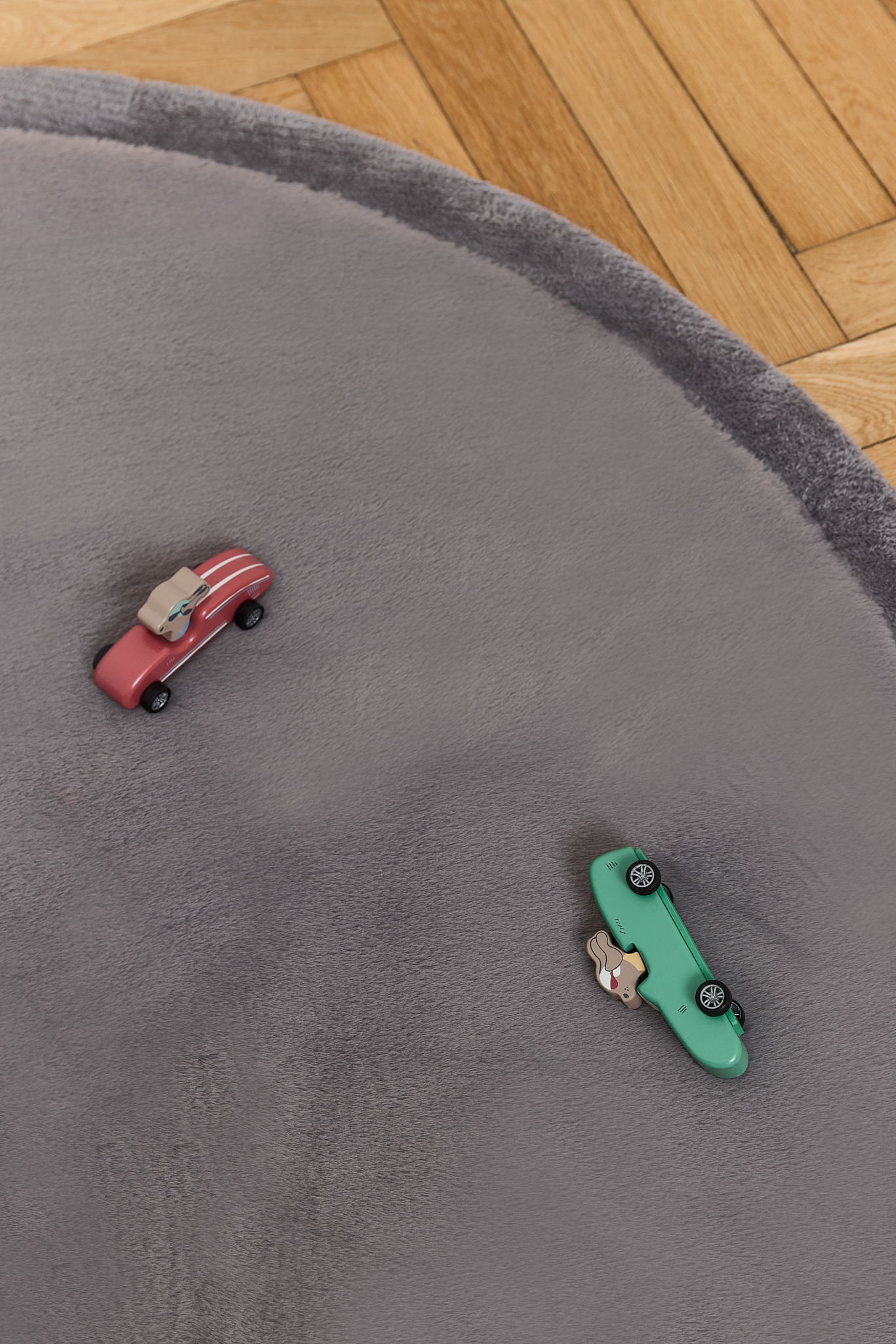 Kinderteppich Fluffin Rund Dunkelgrau