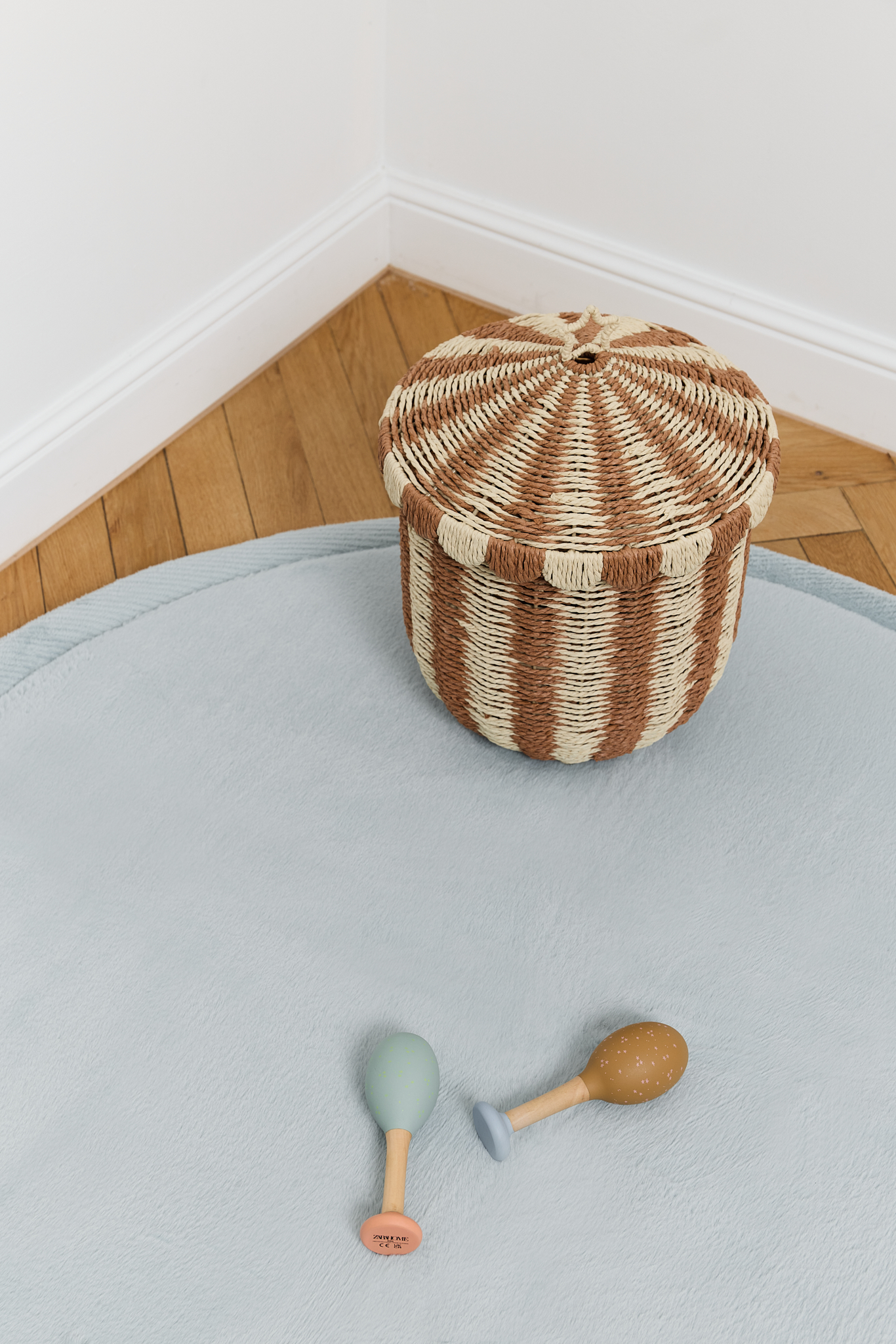 Kinderteppich Fluffin Rund Blau