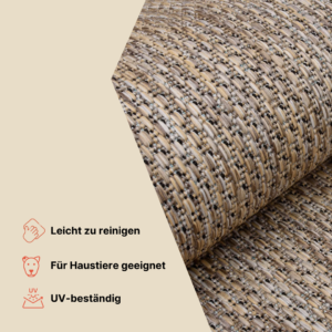 Teppich Melissa Rund Braun Schwarz Mosaik Indoor Outdoor