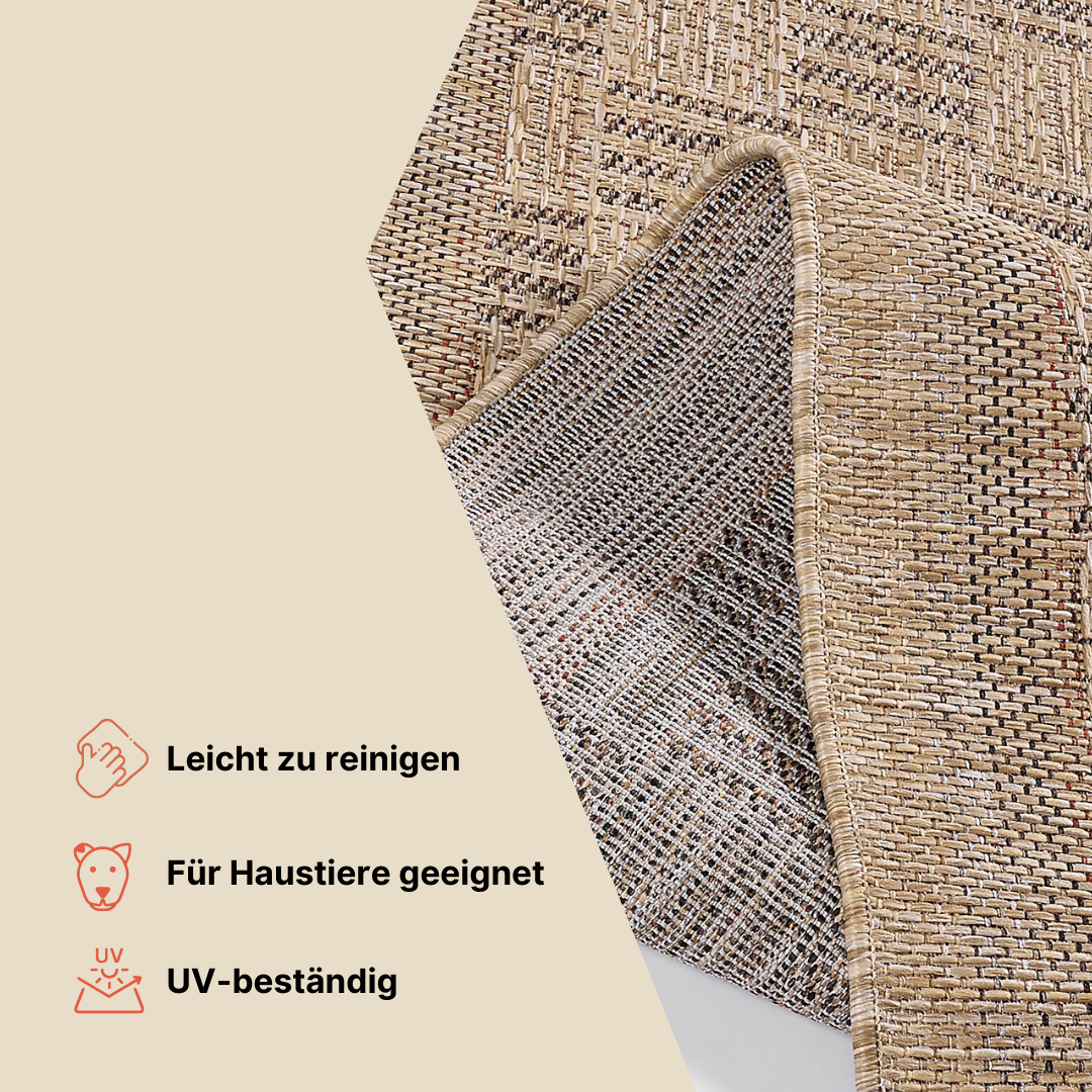 Outdoor-Teppich Yucana Beige Grau Streifen