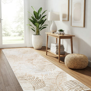 Teppichläufer Crystal Beige Braun Blätter