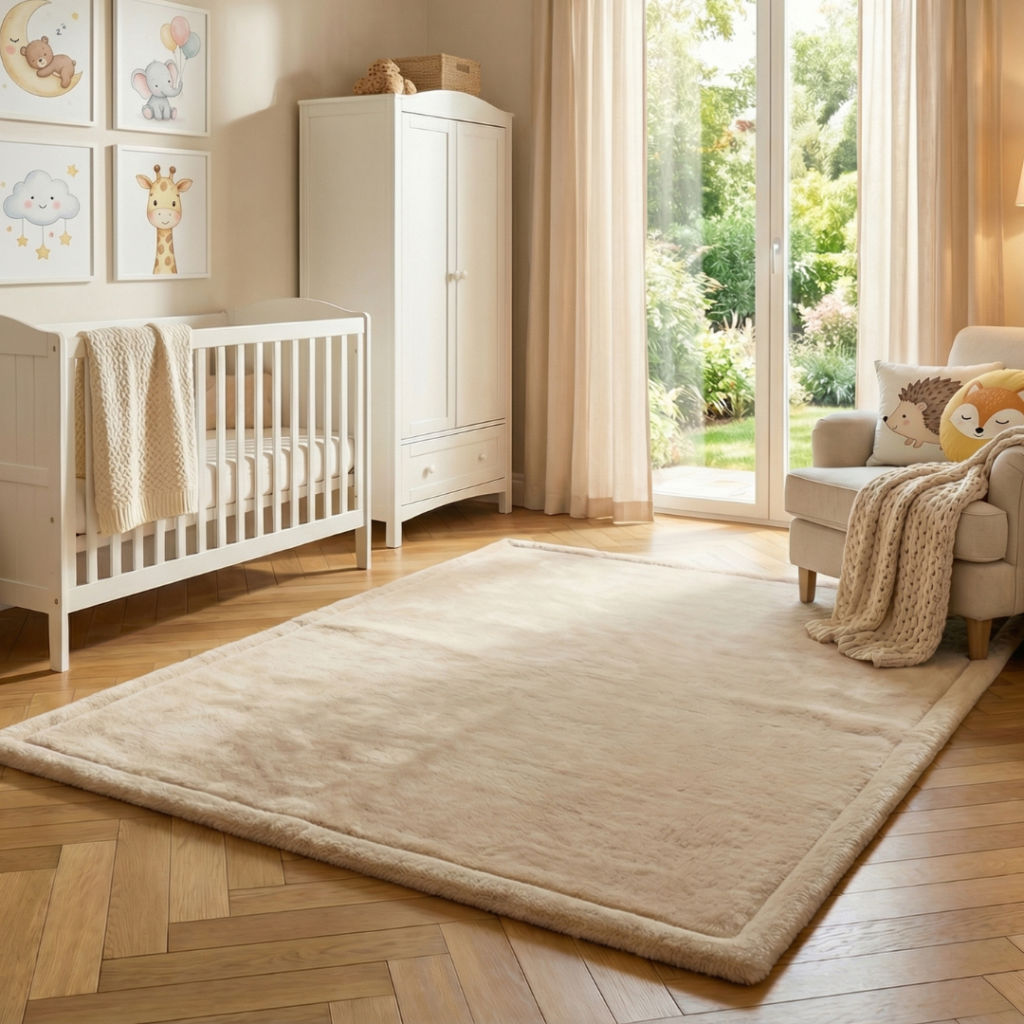 Kinderteppich Fluffin Quadratisch Beige