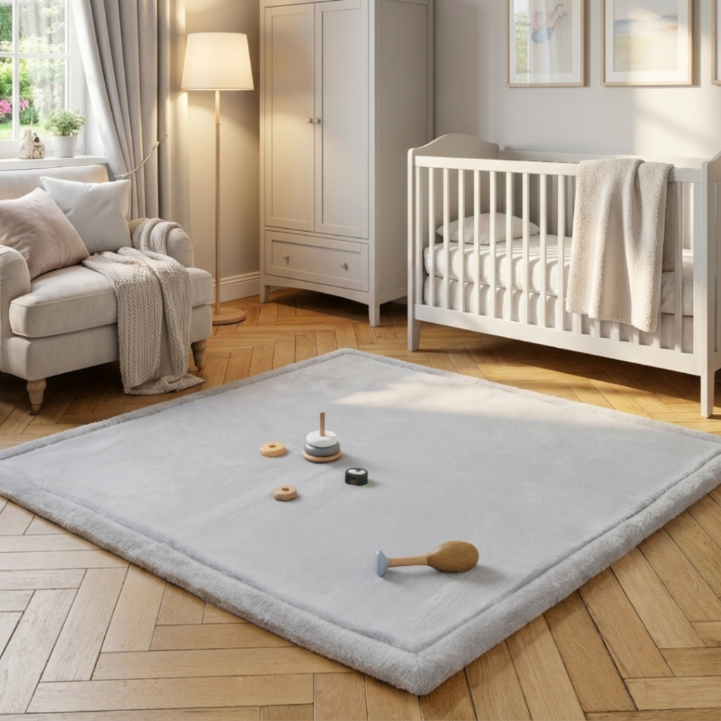 Kinderteppich Fluffin Quadratisch Hellgrau