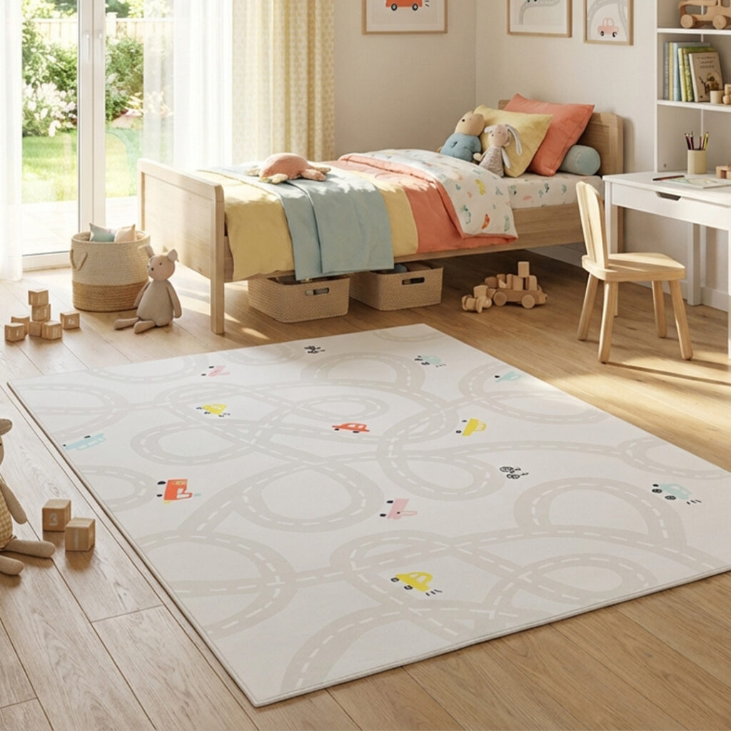 Kinderteppich Snooki Pastellstraßen Beige Rutschfest