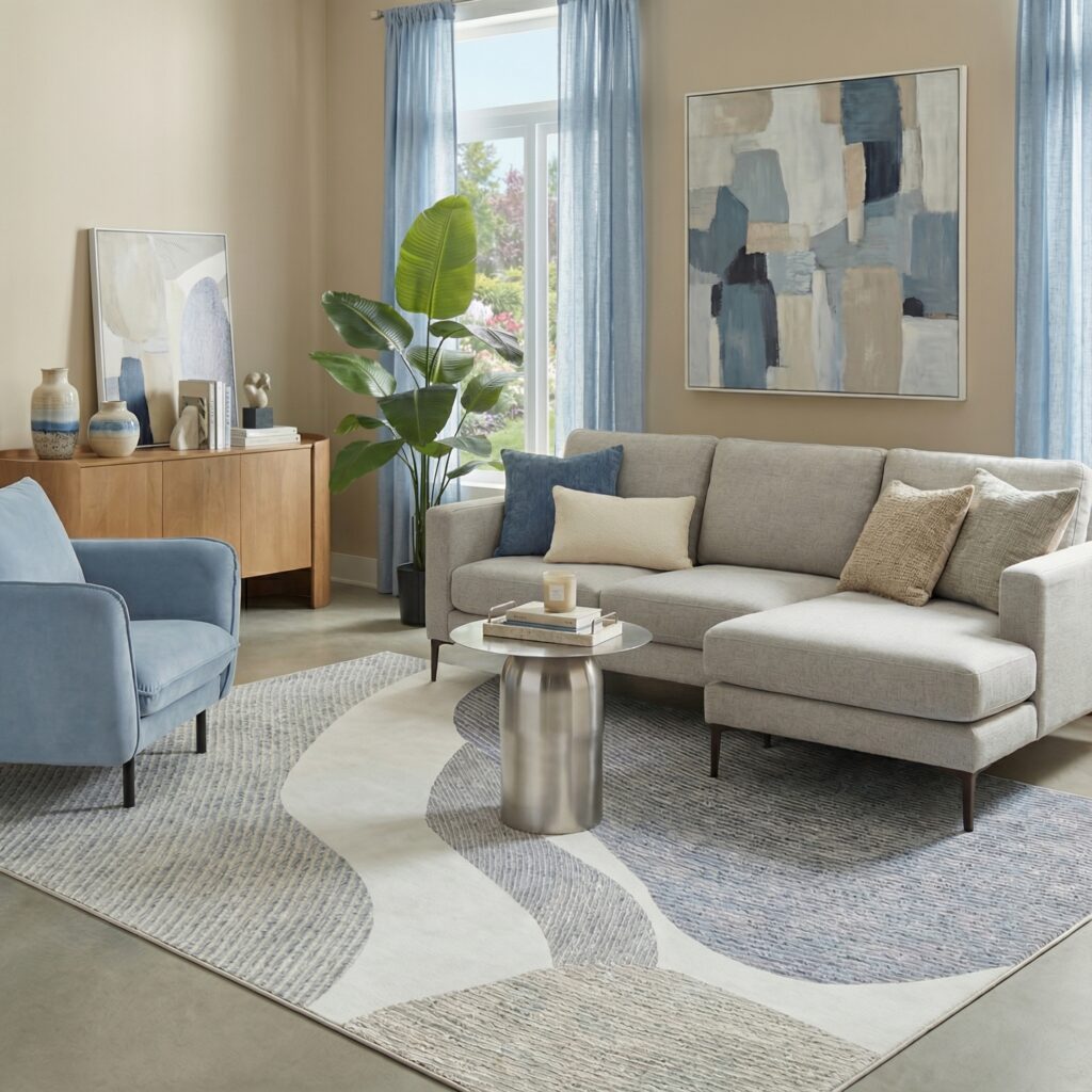 Teppich Wisp Grau Blau Abstrakt