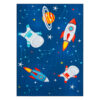 Kinderteppich Snooki Raketen Marineblau Rutschfest