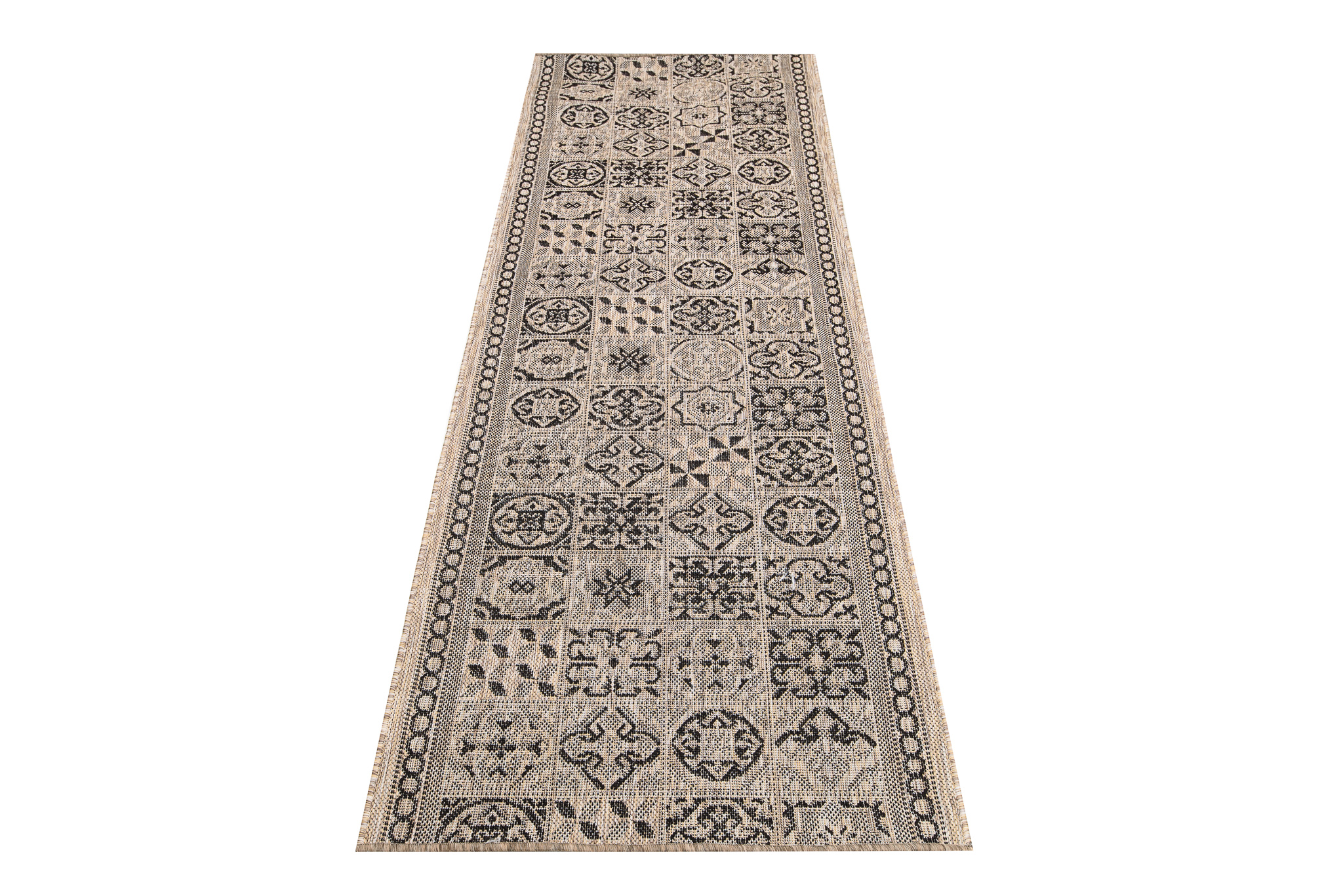 Teppichläufer Melissa Braun Schwarz Mosaik Indoor Outdoor