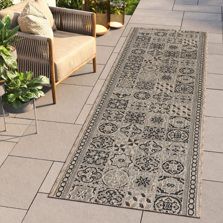 Teppichläufer Melissa Braun Schwarz Mosaik Indoor Outdoor